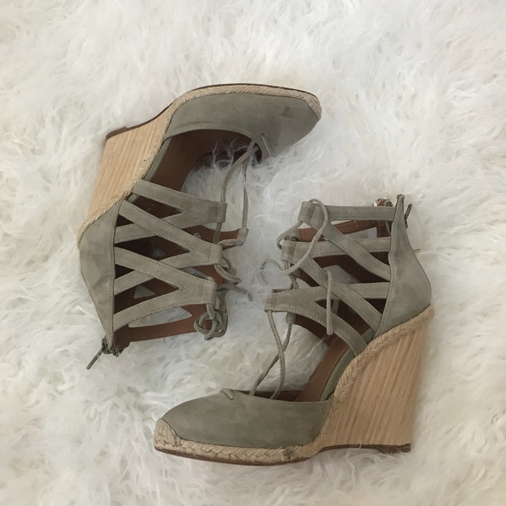 Aquazurra Suede Taupe  Belgravia Wedge Espadrille - Picture 7 of 8